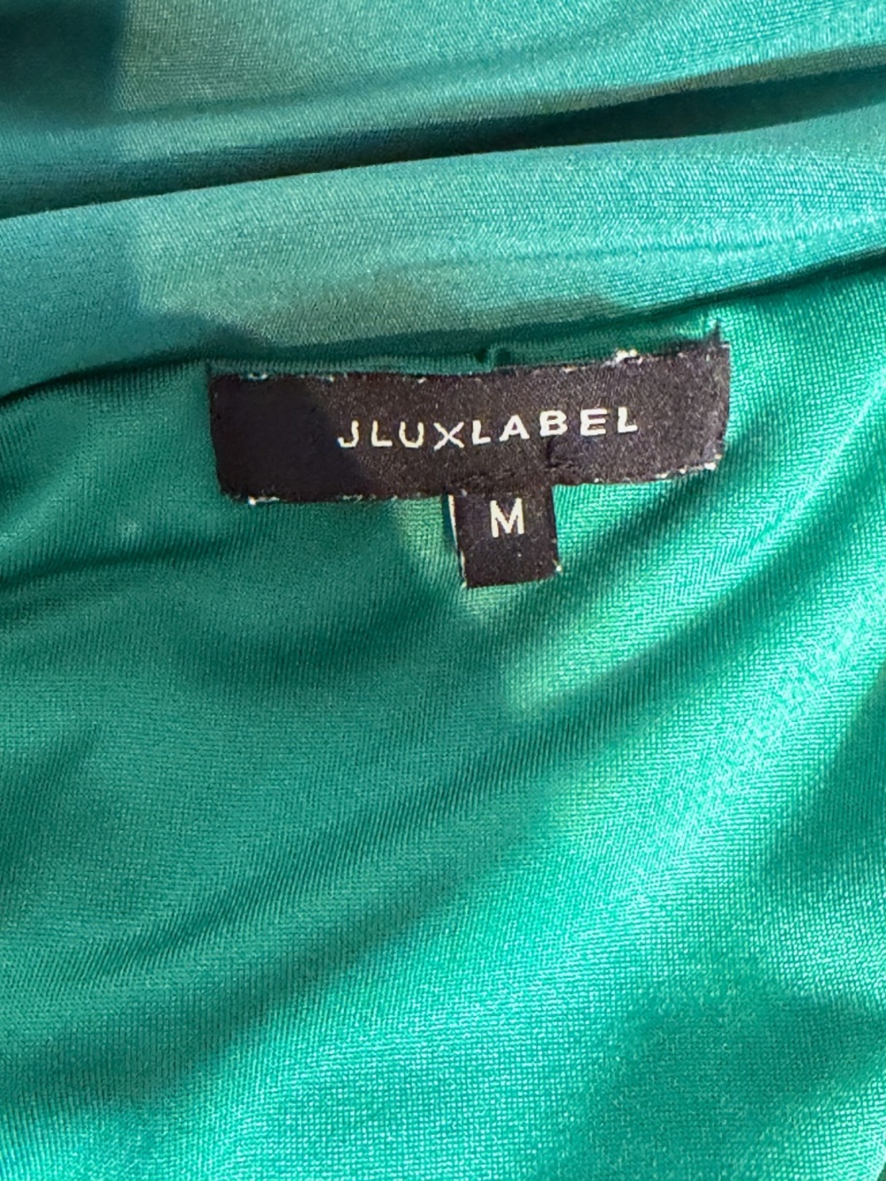 JLUXLABEL Green Leaf Ruched Cowl‑Neck Dress – Size M - Picture 9 of 10